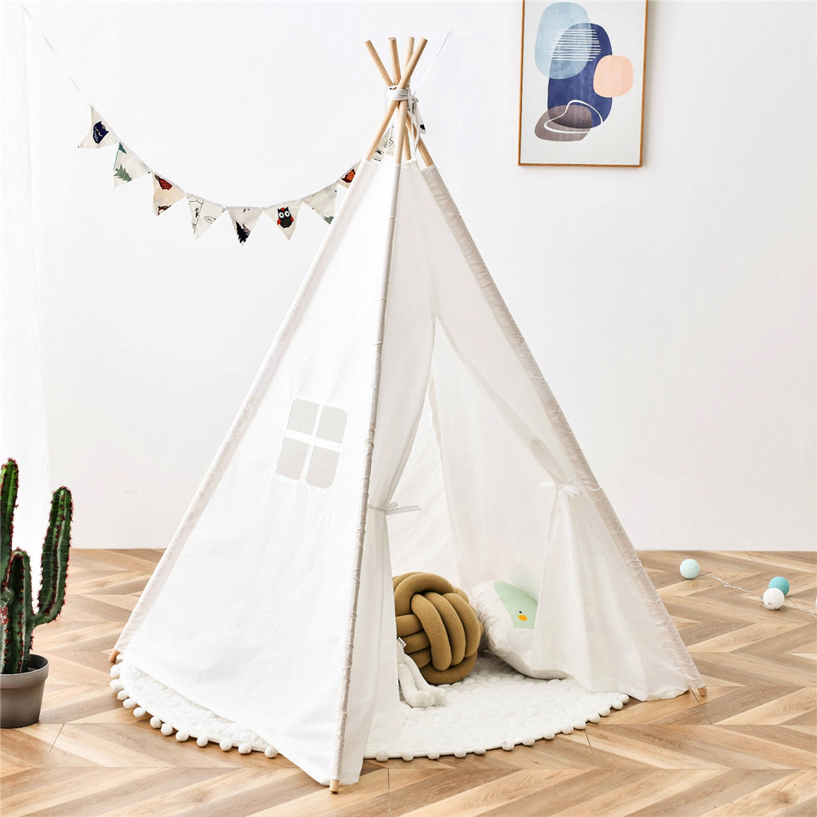 Outdoor Cotton Canvas Teepee Pop-Up Kids' Play Tent